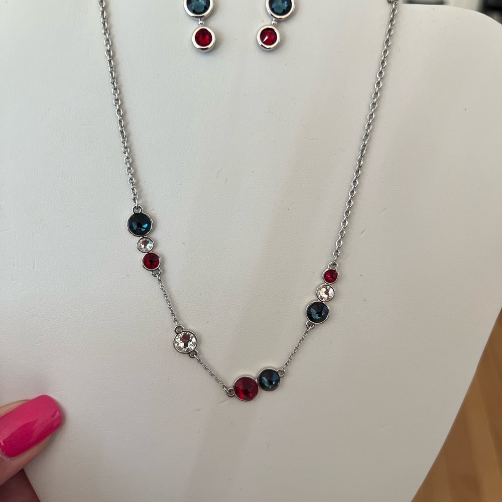Touchstone Crystal Silver and Red Necklace